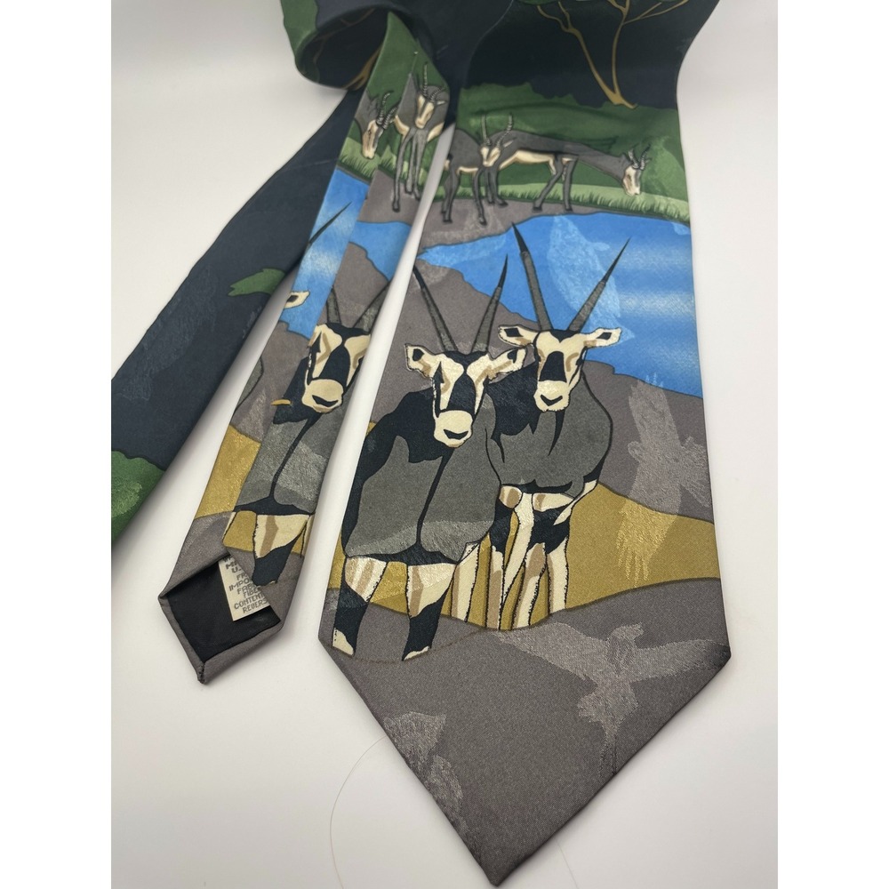 Animal Tracks Men's Necktie Oryx Safari Scene Polyester